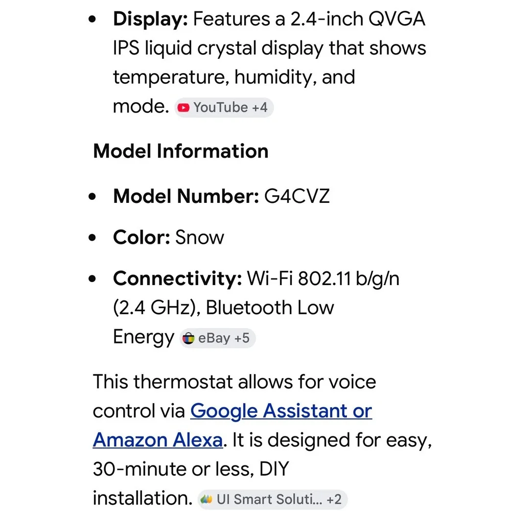 Google Nest Thermostat Snow White Smart WiFi Programmable G4CVZ GA01334-US‎ NEW